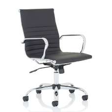 Nola Leather Medium Back Executive Office Chair In Black - UK