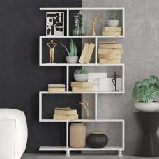 Nolira Wooden Display Unit with 10 Shelves in White - UK