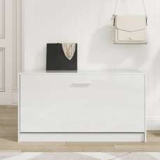 Nome High Gloss Shoe Storage Bench With 1 Flap In White - UK