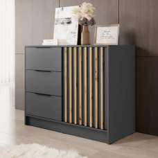 Newberry Wooden Sideboard With 1 Door 3 Drawers In Graphite - UK