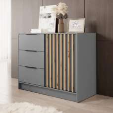 Newberry Wooden Sideboard With 1 Door 3 Drawers In Grey - UK