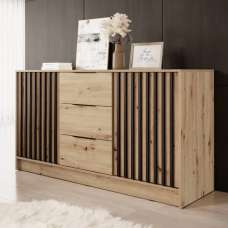 Newberry Wooden Sideboard With 2 Doors 3 Drawers In Artisan Oak - UK