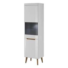 Newry High Gloss Display Cabinet Tall With 2 Doors In White - UK