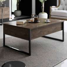 Nordic Wooden Coffee Table with Black Metal Frame in Walnut - UK