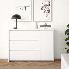 Norfolk Wooden Sideboard With 1 Door 3 Drawers In White - UK