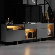 Norm Wooden LED TV Stand with 2 Doors in Anthracite and Gold - UK