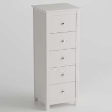 Norton Tall Wooden Chest Of 5 Drawers - White - UK