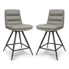 Norton Truffle PVC Fabric Counter Bar Chairs With Metal Legs In Pair - UK