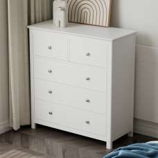 Norton Wooden Chest Of 5 Drawers - White - UK