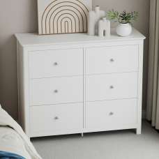 Norton Wooden Chest Of 6 Drawers - White - UK