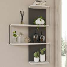 Norvani Wooden Wall Hung Shelving Unit With 4 Shelves In White And Anthracite - UK