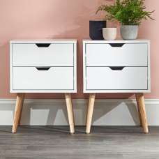 Norwich White Wooden Bedside Cabinets In Pair - UK