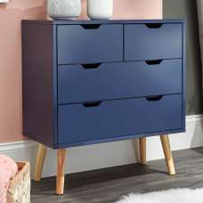 Niceville Wooden Chest Of 4 Drawers In Blue - UK