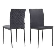 Norzen Anthracite Velvet Dining Chairs in Pair - UK
