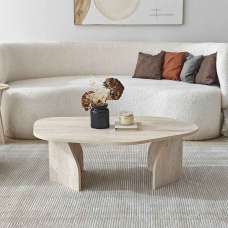 Nova Wooden Coffee Table in Travertine Marble Effect - UK