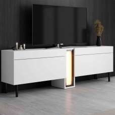 Nova Wooden LED TV Stand with 2 Doors in White - UK