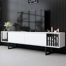 Novara Wooden TV Stand With Metal Legs In White And Black - UK