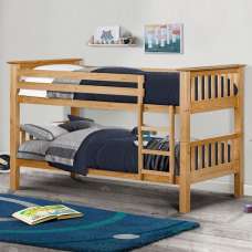 Ballari Wooden Bunk Bed In Antique Pine With Ladder - UK