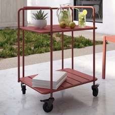 Necton Penelope Metal Serving Cart In Persimmon Red - UK