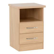 Mack Wooden Bedside Cabinet With 2 Drawers In Sonoma Oak - UK