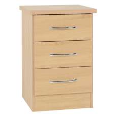 Mack Wooden Bedside Cabinet With 3 Drawers In Sonoma Oak - UK