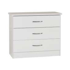 Mack Wooden Chest Of 3 Drawers With White Gloss Front In Oak - UK