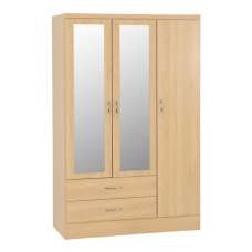 Mack Wooden Wardrobe With 3 Doors 2 Drawers In Sonoma Oak - UK