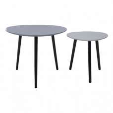 Nusakan Triangular High Gloss Nest Of 2 Tables In Grey - UK