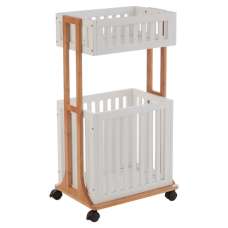 Nusakan Wooden 2 Tier Storage Trolley In White And Natural - UK