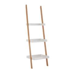 Nusakan Wooden 3 Tier Ladder Shelving Unit In White And Natural - UK