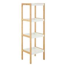 Nusakan Wooden 4 Tier Shelving Unit In White And Natural - UK