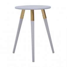 Nusakan Wooden Side Table In Light Grey And Gold - UK