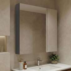 Nuvola 600mm Wooden Bathroom Mirror Cabinet in Anthracite - UK