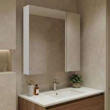 Nuvola 600mm Wooden Bathroom Mirror Cabinet in White - UK