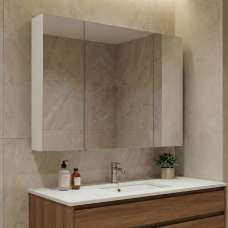 Nuvola 970mm Wooden Bathroom Mirror Cabinet in Cashmere - UK