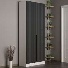 Nylor Wooden Hallway Storage Furniture with 2 Doors Fluted Panels in Anthracite - UK