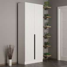 Nylor Wooden Hallway Storage Furniture with 2 Doors Fluted Panels in White - UK