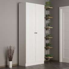 Nylor Wooden Hallway Storage Furniture with 2 Panel Doors in White - UK