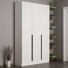 Nylor Wooden Hallway Storage Furniture with 3 Doors Fluted Panels in White - UK
