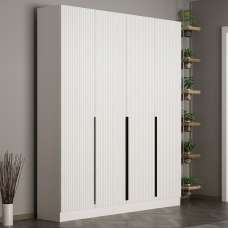Nylor Wooden Hallway Storage Furniture with 4 Doors Fluted Panels in White - UK