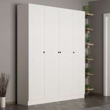 Nylor Wooden Hallway Storage Furniture with 4 Slatted Panel Doors in White - UK