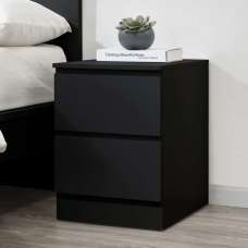 Oakley Wooden Bedside Cabinet With 2 Drawers In Black - UK