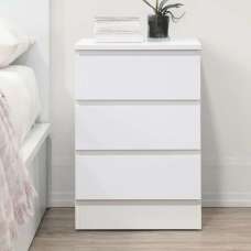 Oakley Wooden Bedside Cabinet With 3 Drawers In White - UK