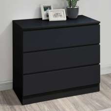 Oakley Wooden Chest Of 3 Drawers In Black - UK