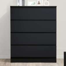Oakley Wooden Chest Of 4 Drawers in Black - UK