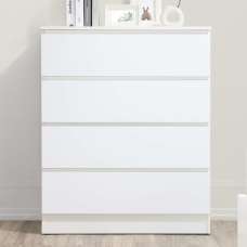 Oakley Wooden Chest Of 4 Drawers in White - UK
