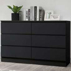 Oakley Wooden Chest Of 6 Drawers in Black - UK