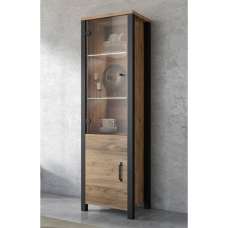 Oaxaca Display Cabinet Tall 2 Doors In Appenzeller Oak With LED - UK