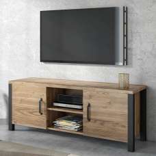 Oaxaca Wooden TV Stand With 2 Doors In Appenzeller Oak - UK