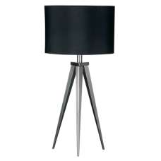 Obito Black Fabric Shade Table Lamp With Nickel Tripod Base - UK